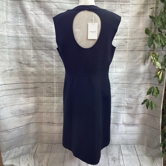NWT Lafayette 148 Black Sleeveless Shift Dress Wool-Silk Keyhole Back Large LBD - Picture 7 of 14
